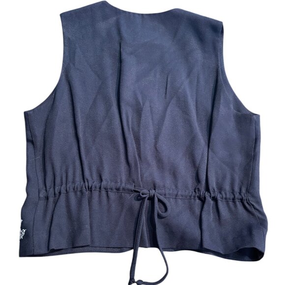 lois snyder dani max vintage navy blue paisley button up vest Boho Women's sz 10 - Picture 9 of 9